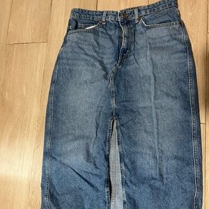 Mango denim midi blue skirt size L worn once